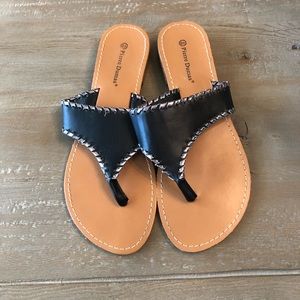 Pierre Dumas Black/Silver Thong Sandal -Size 6 1/2